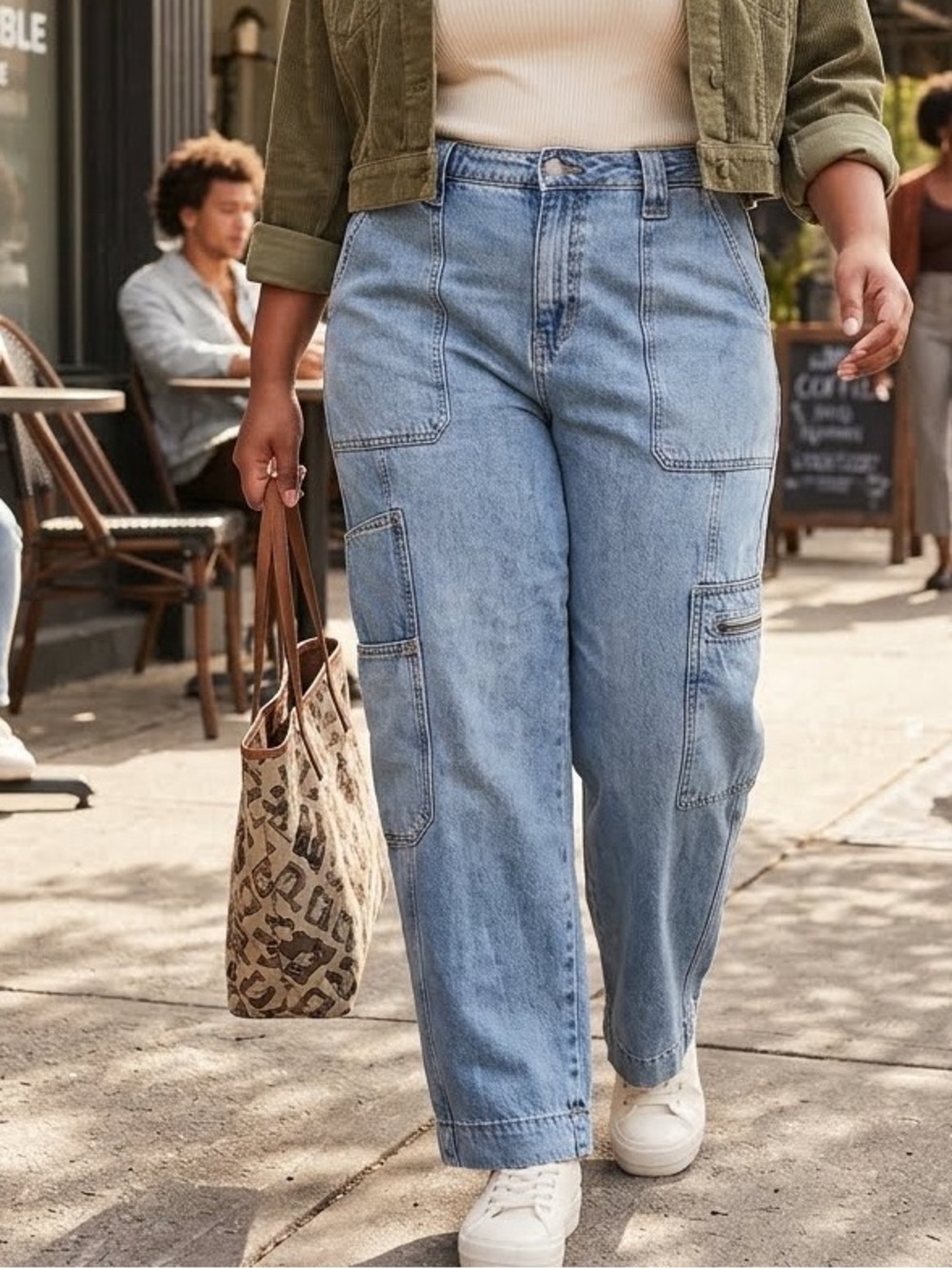 Wild Fable High Rise Cargo Wide Leg Denim Jeans Size 14 Regular